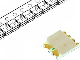 HSMF-C155, Светодиод, Зеленый Красный, SMD (Поверхностный Монтаж), 3.2мм x 2.8мм, 170 °, Прямоугольная
