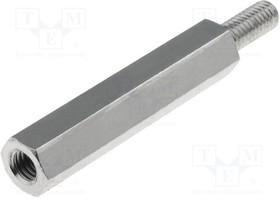 TFM-M3X25/DR213, Дистанцирующая стойка с резьбой, 25мм, Внутр.резьба: M3, латунь