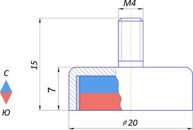 Магнитное крепление Forceberg C20 с винтом М4, 4 шт