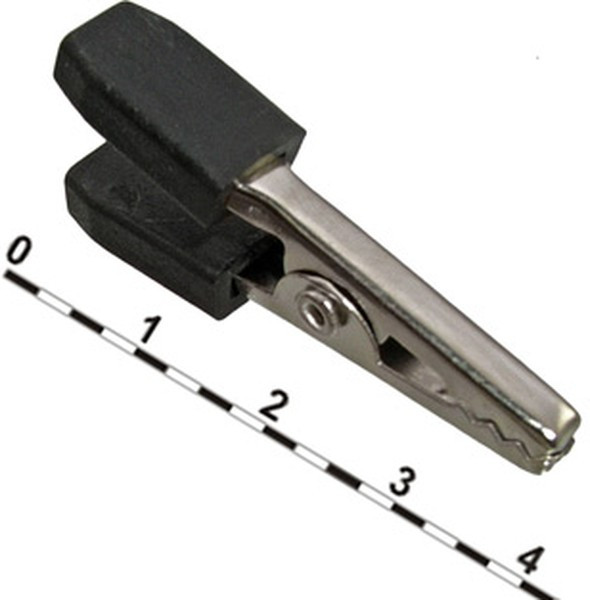 8-0029 black, Зажим-крокодил 8-0029 под пайку/обжим, 11 мм, 5 А, черный