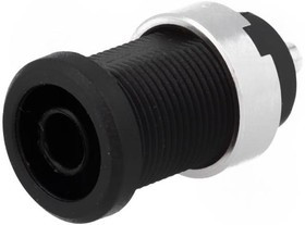 PJ3270-B, Гнездо, "банан" 4мм, 25А, Отв: d12мм, черный, никелированные, 5мОм