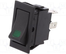 R13-220BA-01-BBG, ROCKER; SPST; Pos: 2; ON-OFF; 20A/12VDC; black; LED,point; 12VDC