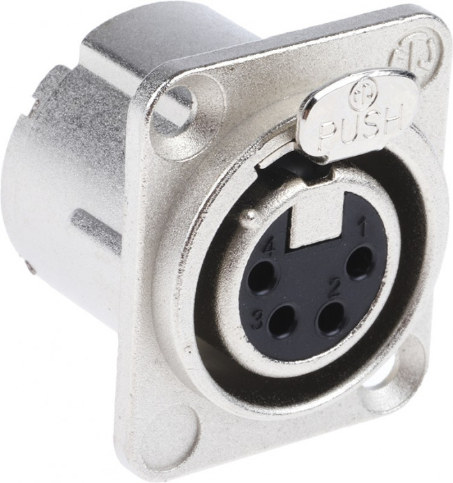 NC4FD-LX, XLR Connectors Recpt DLX 4 pin F solder nickel/silver