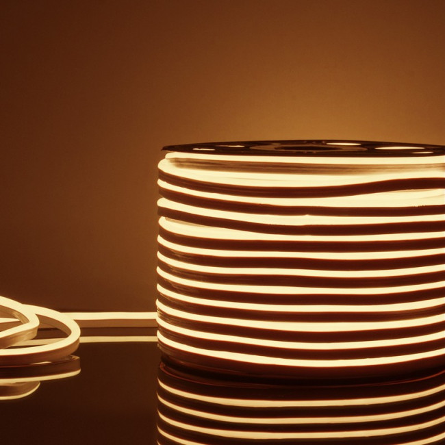 LS001 220V / Лента светодиодная Гибкий неон 9.6W 120Led 2835 IP67 3300K односторонний теплый белый, 50 м