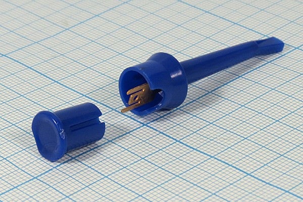 Зажим для тестеров 50мм, на кабель, синий, WTN-22-1230BL