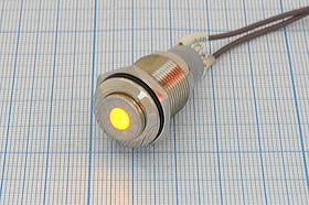 Антивандальный кнопка с фиксацией и желтой подсветкой, 220В/3А\ON-OFF; №10445Y ПКн\250\ 3\SPDT\d16\мет\ILжелСд\ AV\5C\LA16JSH-D\