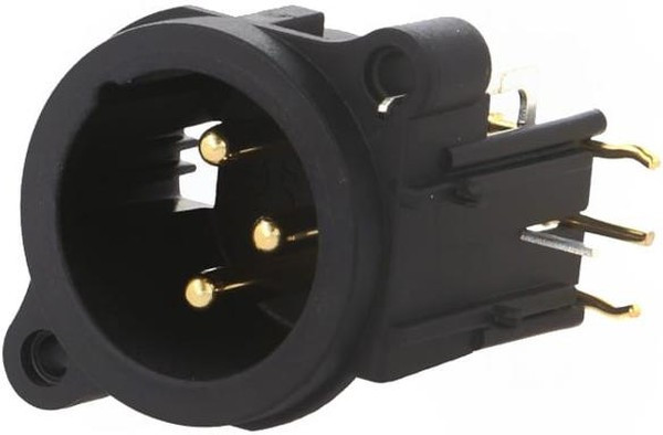 NC3MAH, Гнездо; XLR; "папа"; PIN: 3; угловой 90°; THT; черный; 6А