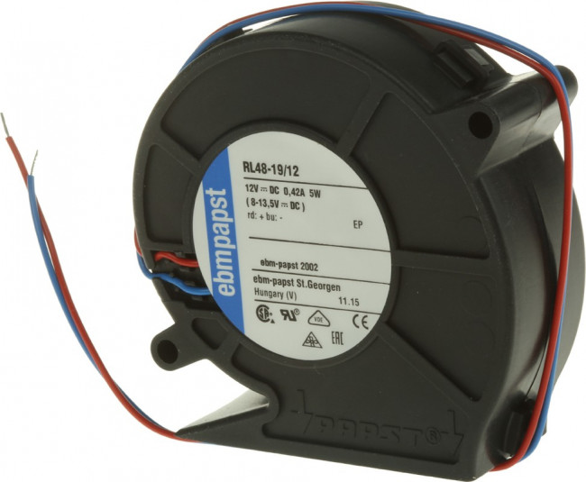 RL48-19/12, Нагнетательный вентилятор, серия RL48DC, Flatpak, 12 В DC, DC (Постоянный Ток), 76 мм, 27 мм