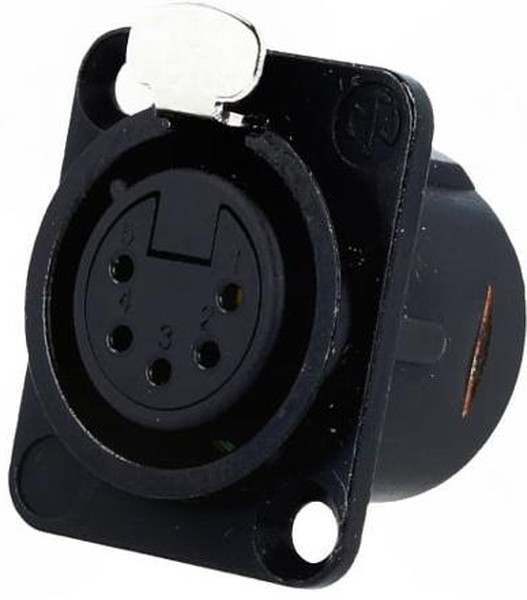 Neutrik NC5FD-L-B-1 панельный разъем XLR female черненый корпус, золоченые контакты 5 контактов