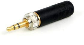 35HDLBAU, Phone Connectors 3.5mm Locking Blk Body Gld Pin