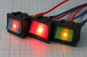 Переключатель клавишный 2-х полюсный, 6T, 250В/6А, 2хON-ON, черный/с подсветкой красный, MRS-202-4; №10594R ПКл\\ 6\2xON-ON\\ чер\ILкр\\6T\M