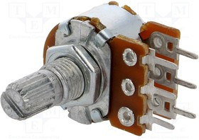 R16148-1B-2-B500K, Потенциометр осевой, однооборотный, 500кОм, 125мВт, ±20%, THT, 6мм