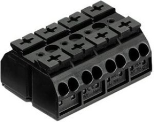 862-504, 4-полюсная 4-пров. колодка, 0,5-4 мм2, без марк., чёрная 862-504, 4-полюсная 4-пров. колодка, 0,5-4 мм2, без марк., чёрная