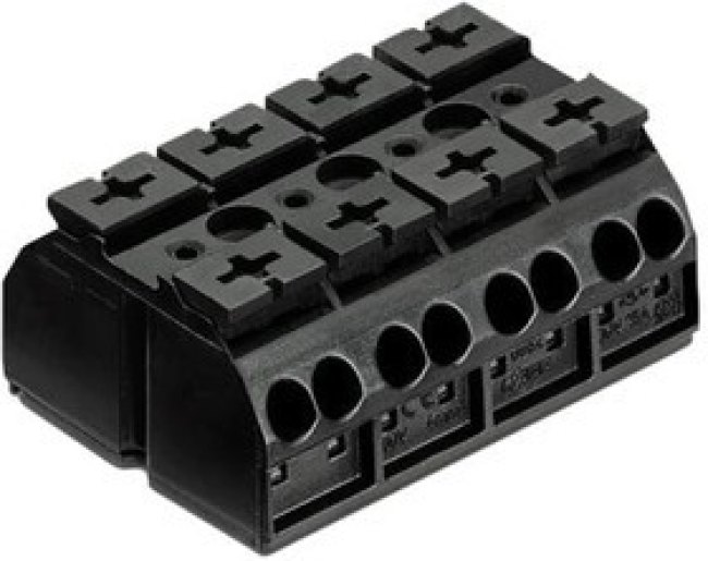 862-504, 4-полюсная 4-пров. колодка, 0,5-4 мм2, без марк., чёрная