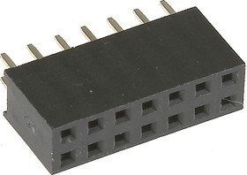 ZL262-14DG, Гнездо штыревое "мама" PIN 14 прямой 2,54мм THT 2x7
