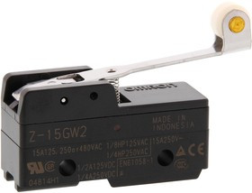 Z-15GW2 OMI, Микропереключатель, прецизионный, Стандартный, Петлевой Роликовый Рычаг, SPDT