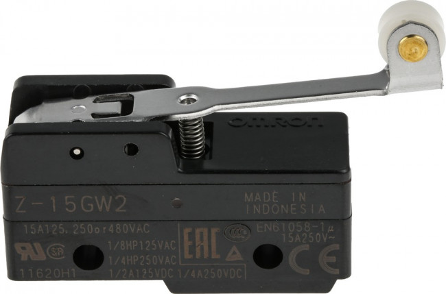 Z-15GW2 OMI, Микропереключатель, прецизионный, Стандартный, Петлевой Роликовый Рычаг, SPDT Z-15GW2 OMI, Микропереключатель, прецизионный, Стандартный, Петлевой Роликовый Рычаг, SPDT