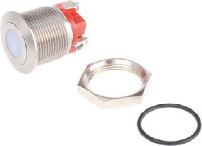 AV09C7L3D9406K, Illuminated Push Button Switch, Momentary, 19.2mm Cutout, SPST, Red LED, 250V ac, IP65 AV09C7L3D9406K, Illuminated Push Button Switch, Momentary, 19.2mm Cutout, SPST, Red LED, 250V ac, IP65