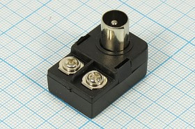 Штекер TV, на кабель винт, угловой, 300/75 Ом, [адаптер]