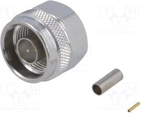 J01020A0103, Вилка N "папа" прямой 50Ом обжим провод тефлон