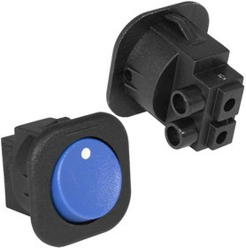RS-101-7C on-off синий, Клавишный переключатель RS-101-7C, ON-OFF, 2 контакта под винт, синий