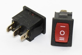 Переключатель клавишный, контакты 3T, 3А, ON-OFF-(ON), подсветка черная, MRS113A-2C6