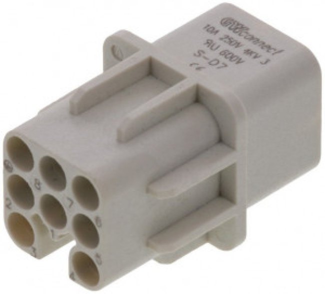 MX-93601-0077, Разъем: HDC, контактная вставка, "мама", S-D,S-D7, PIN: 8, 7+PE