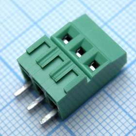 DG381H-3.81- 03P-14-00A(H), (зелёный), Винтовой клеммный блок c рельефной обоймой, 3 контакта. Серия DG381H-3.81
