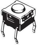 B3W-1020, Switch Tactile N.O. SPST Flat Round Button PC Pins 0.05A 24VDC 1000000Cycles 1.57N Thru-Ho