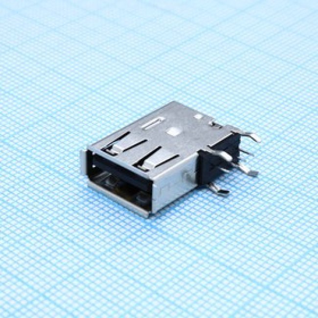 0482040001, Гнездо, USB A, на PCB, THT, PIN: 4, угловой 90°, боковой, USB 2.0