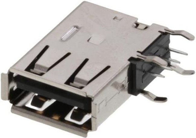 0482040001, Гнездо, USB A, на PCB, THT, PIN: 4, угловой 90°, боковой, USB 2.0