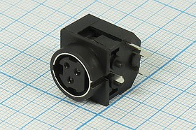 Гнездо питания на три контакта MP-3, угловое, на плату; №10647 гн пит DC MP-3F\3P1C\\плат\угл\