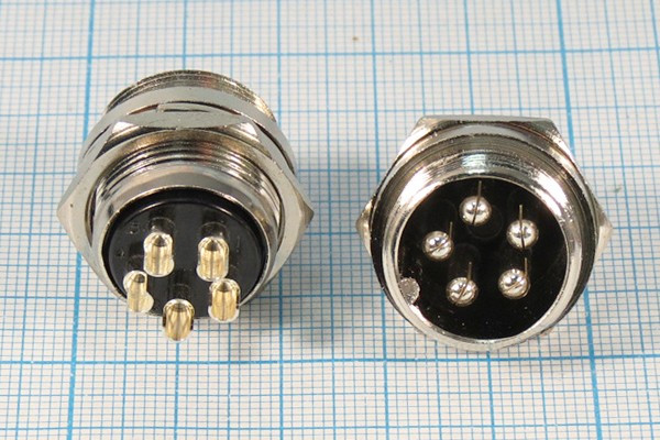 Разъем микрофонный MIC20 вилка, контакты 5P, монтаж на блок, М19, XS20JK5P-M[MS-DF-20-5]