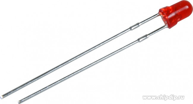 L-1344IT, Светодиод 3мм/красный/625нм/20- 125мкд/прозрачный/50°