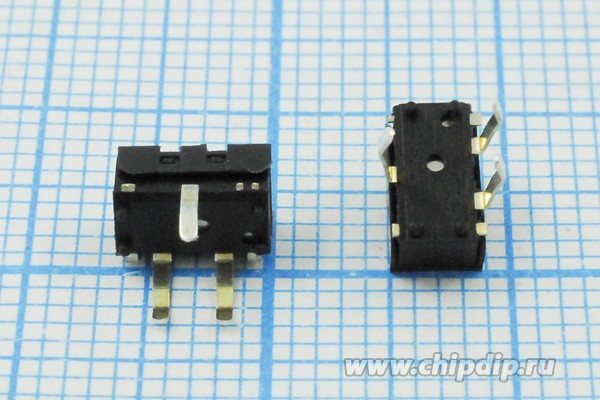 Микропереключатель 30В/0.1А, концевой включатель OFF-(ON); №9976 ПКонц 6,3x 4 x 3,7\ 30\\(SPST)-NO\\ H5\DT3-P12[WB]