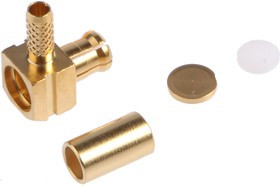 R113 182 000W, Cable connector, MCX, Brass, Plug, Right Angle, 50Ohm, Crimp Terminal