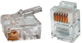 01 Hyperline PLUG-6P6C-P-C2-100 Телефонный разъем RJ-12(6P6C) (3 µ"/ 3 микродюйма) (100 шт)