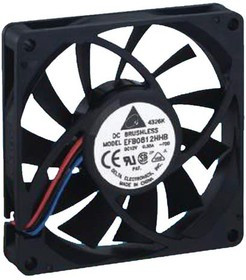 EFB0812HHB, DC Fans DC Tubeaxial Fan, 80x15mm, 12VDC, Ball Bearing, Lead Wires