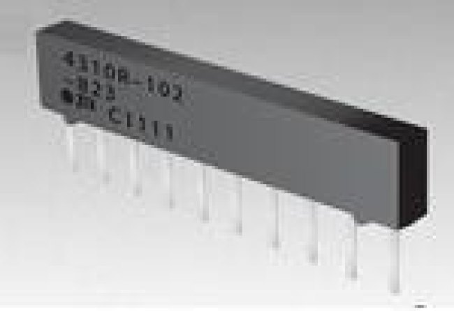 4306R-102-103LF, Res Thick Film NET 10K Ohm 2% 0.75W(3/4W) ±100ppm/°C ISOL Molded 6-Pin SIP Pin Thru