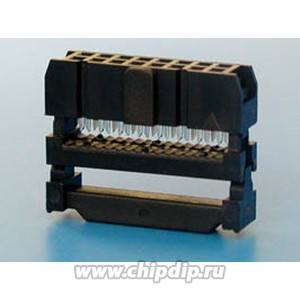 IDC-16, Разъем IDC 2х8 гнездо на плоский кабель, шаг 2.54мм IDC-16, Разъем IDC 2х8 гнездо на плоский кабель, шаг 2.54мм