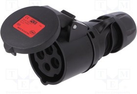 214-6X, Разъем: питания AC, трехфазный, вилка, "мама", 16А, 400ВAC, IP44