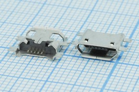 Разъем microUSB розетка, тип B, контакты 5C4HP, на плату, угловой, SMD, microUSBB5SA1 Разъем microUSB розетка, тип B, контакты 5C4HP, на плату, угловой, SMD, microUSBB5SA1
