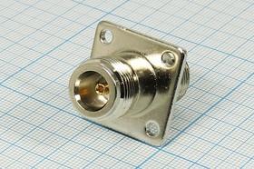 Гнездо N-Гнездо N, на панель фланец 4 отверстия, позолоченный центральный контакт; №9348 гн N-гн N\пан флан 4отв