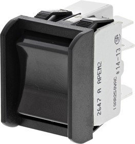 2647LP/2A232000L0, DPDT, (On)-Off-(On) Rocker Switch Panel Mount
