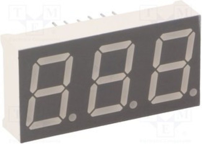 KW3-567AVB, Дисплей: LED, 7-сегментный, 14,2мм, 0,56", II.зн: 3, красный, анод
