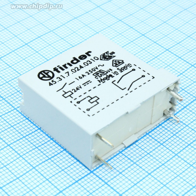 453170240310, Реле питания, SPST-NO, 24 В DC, 16 А, 45 Series, Сквозное Отверстие