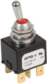 T7-212D5, Toggle Switches (ON) NONE ON 2 Pole Low-Level Bat Handle