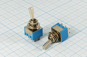 Переключатель рычажный, 220В, 3А, ON-ON, d 6,4, металл, 6C, MTS-202F1; №648 M ПРыч\220В\ 3А\ON-ON\d 6,4\мет\ 6C\MTS-202F1\
