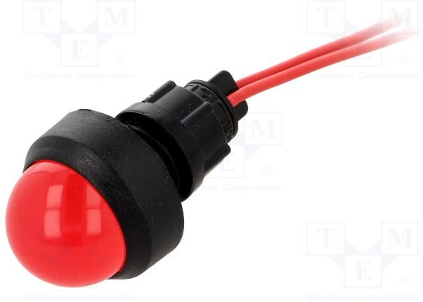 LR-D20-230AC, Индикат.лампа: LED, выпуклый, 230ВAC, Отв: d13мм, IP40, пластик