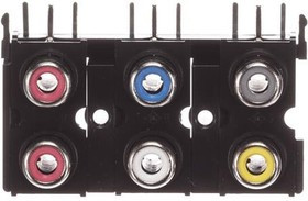 RCJ-61463522, RCA Phono Connectors RCA jack, 6P, 2 x 3, rt, through hole, BE/GR/RD/YL/WH/BK